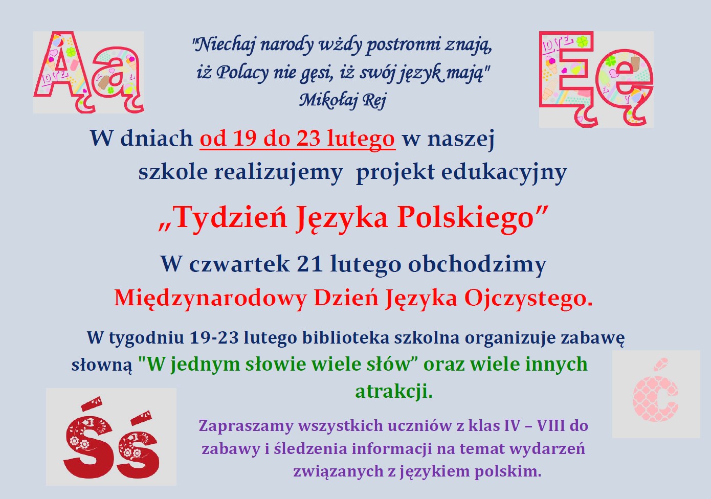 Ikona do artykułu: Tydzień Języka Polskiego